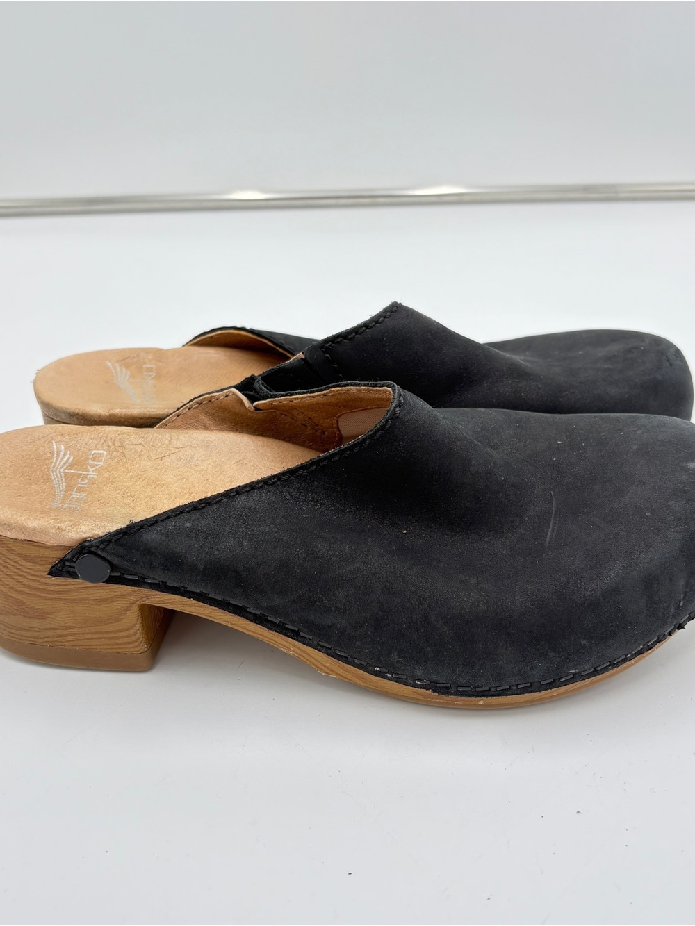 Dansko Giulia Mule Clogs Slides Black Nubuck Leather Comfort Women's EU 37 US 7